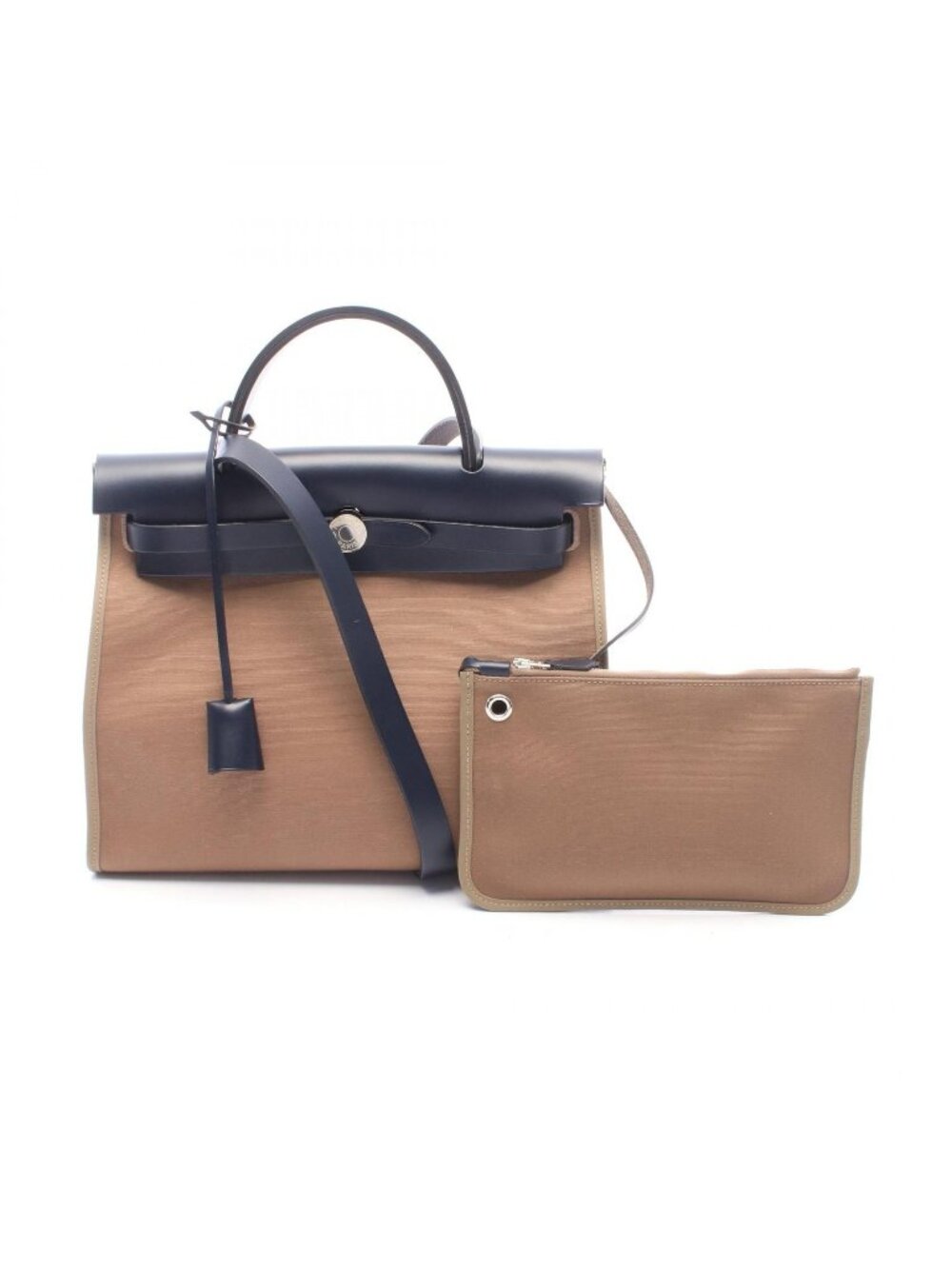 Hermes Handbag Herbag Zip PM Etoupe Bleu Nuit
